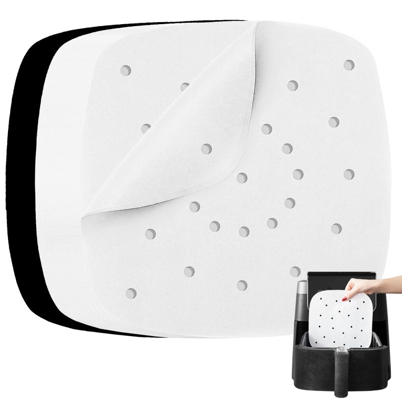 INFRAOVENS Air Fryer Parchment Paper Sheets, Large Baking Paper Squares Compatible with Chefman, Cosori, Instant Pot, Gowise, Dash Airfryers - Patty Pre-Cut Perforated Liners, Heavy Duty and Non Stick - Image 1